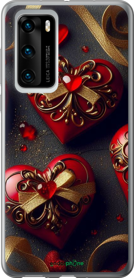 Силиконовый чехол Сердечки v4 для Huawei P40 - 5834u-1840 изображение 