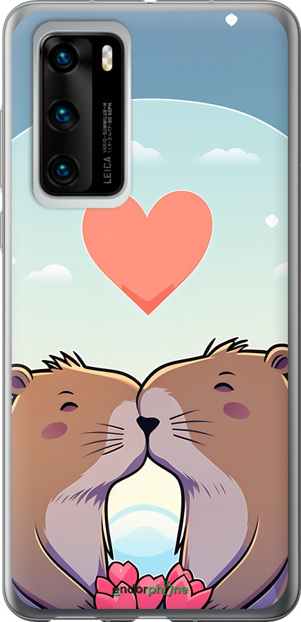 Силіконовий чехол Капібара кохання для Huawei P40 - 6027u-1840 изображение 