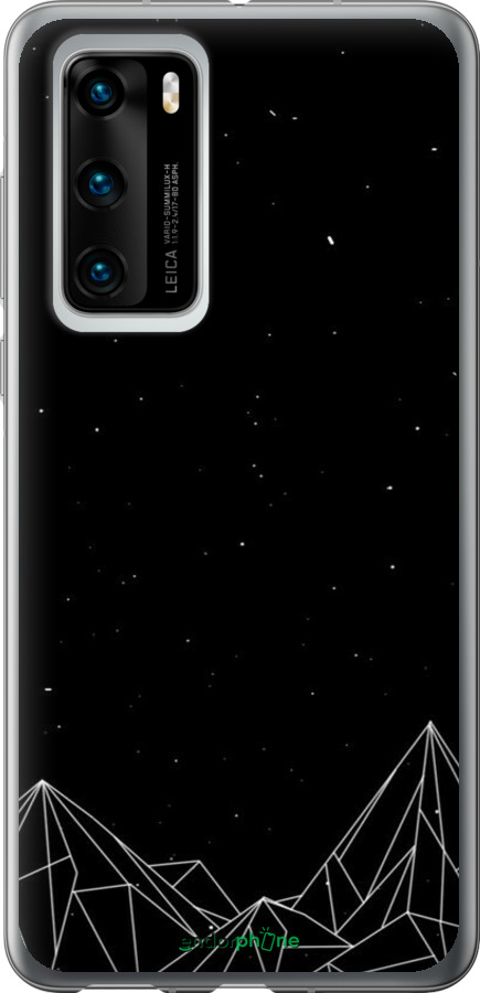 Силиконовый чехол Черно белые абстрактные горы для Huawei P40 - 6437u-1840 изображение 
