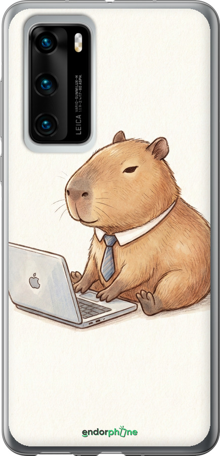 Силіконовий чехол Funny Capybara CEO Working для Huawei P40 - 6777u-1840 изображение 