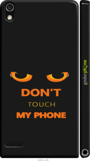3D пластиковый глянцевый чехол Don't touch the phone для Huawei Ascend P6 - 4261c-39 изображение 