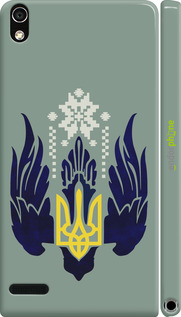 3D пластиковый глянцевый чехол Тризуб с крыльями для Huawei Ascend P6 - 5640c-39 изображение 