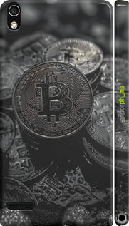 3D пластиковий глянцевий чехол Black Bitcoin для Huawei Ascend P6 - 6090c-39 изображение 