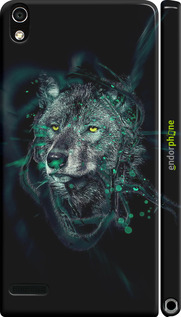 3D пластиковый глянцевый чехол Wolf для Huawei Ascend P6 - 6610c-39 изображение 