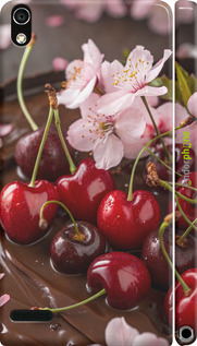 3D пластиковий глянцевий чехол Вишня у шоколаді для Huawei Ascend P6 - 6698c-39 изображение 