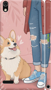 3D пластиковий глянцевий чехол Корги 3 для Huawei Ascend P6 - 6707c-39 изображение 