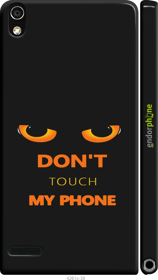3D пластиковый глянцевый чехол Don't touch the phone для Huawei Ascend P6 - 4261c-39 изображение 