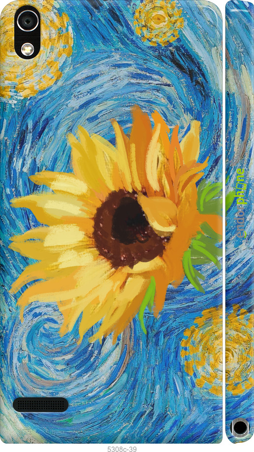 3D пластиковый глянцевый чехол Цветы желто-голубые для Huawei Ascend P6 - 5308c-39 изображение 