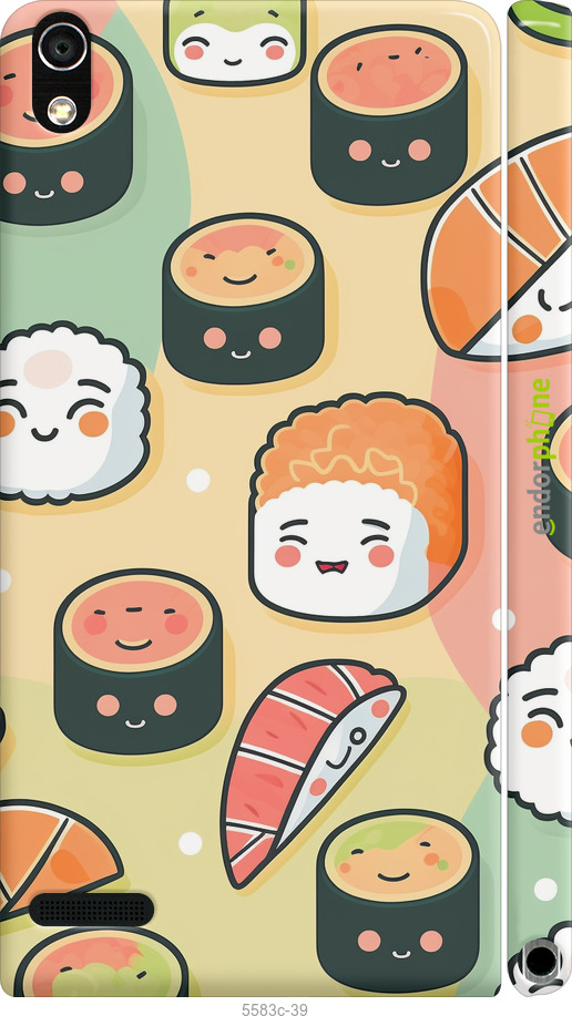 3D пластиковий глянцевий чехол Суші патерн для Huawei Ascend P6 - 5583c-39 изображение 