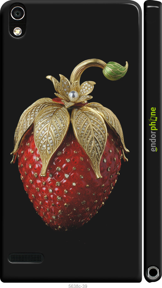 3D пластиковый глянцевый чехол Клубника v3 для Huawei Ascend P6 - 5638c-39 изображение 