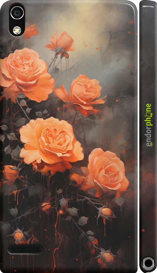 3D пластиковый глянцевый чехол Оранжевые розы для Huawei Ascend P6 - 5944c-39 изображение 