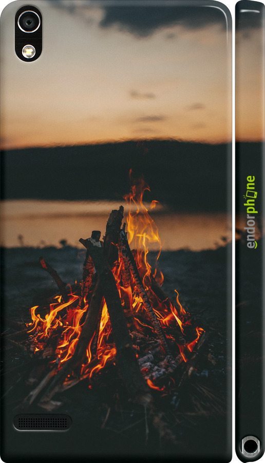 3D пластиковий глянцевий чехол Вогонь для Huawei Ascend P6 - 6021c-39 изображение 