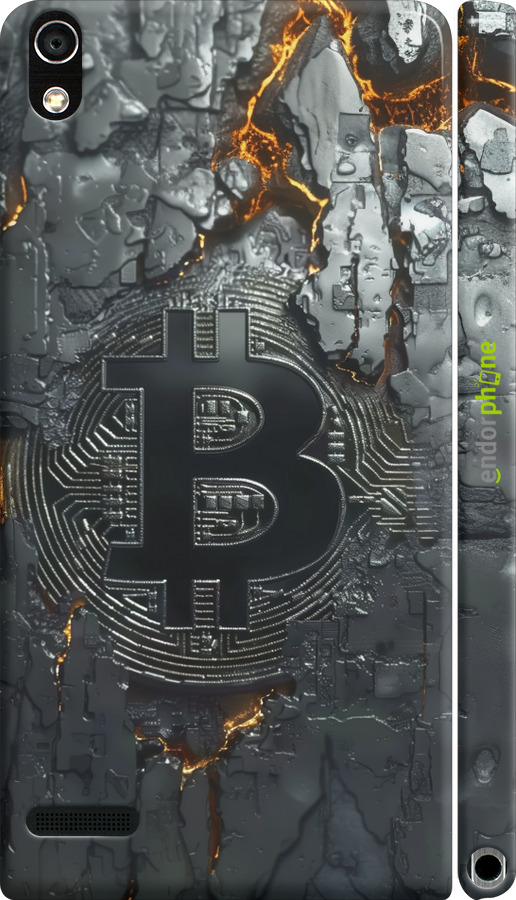 3D пластиковий глянцевий чехол Розпечений біткойн для Huawei Ascend P6 - 6091c-39 изображение 