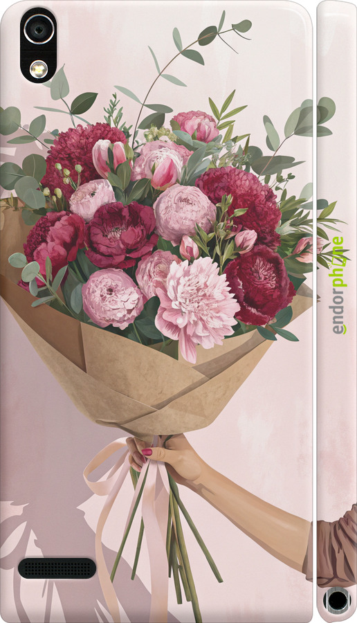 3D пластиковий глянцевий чехол Півонії 1 для Huawei Ascend P6 - 6705c-39 изображение 