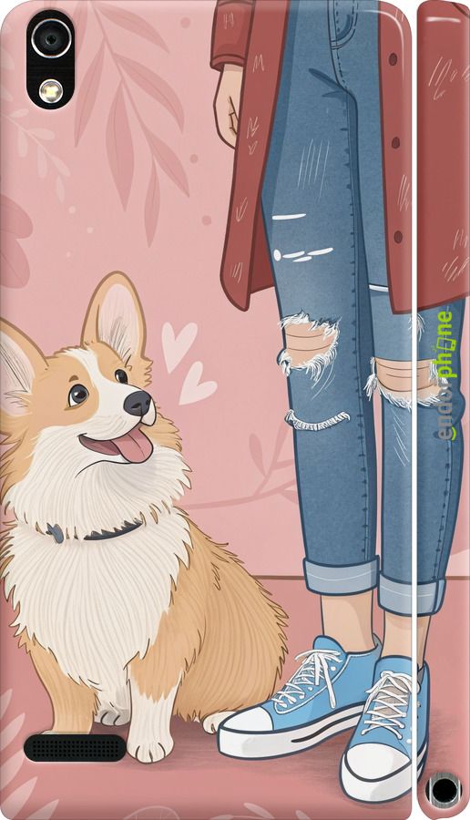 3D пластиковий глянцевий чехол Корги 3 для Huawei Ascend P6 - 6707c-39 изображение 