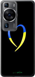 Силиконовый чехол Жёлто-голубое сердце для Huawei P60 - 885u-3024 изображение 