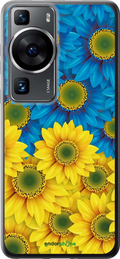 Силіконовий чехол Жовто-блакитні квіти  для Huawei P60 - 1048u-3024 изображение 