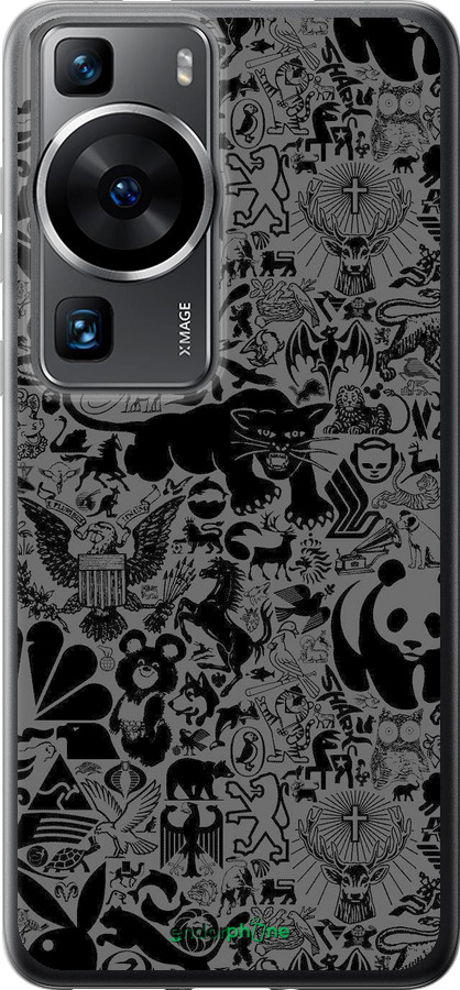 Силиконовый чехол Чёрно-серый стикер бомбинг для Huawei P60 - 2432u-3024 изображение 