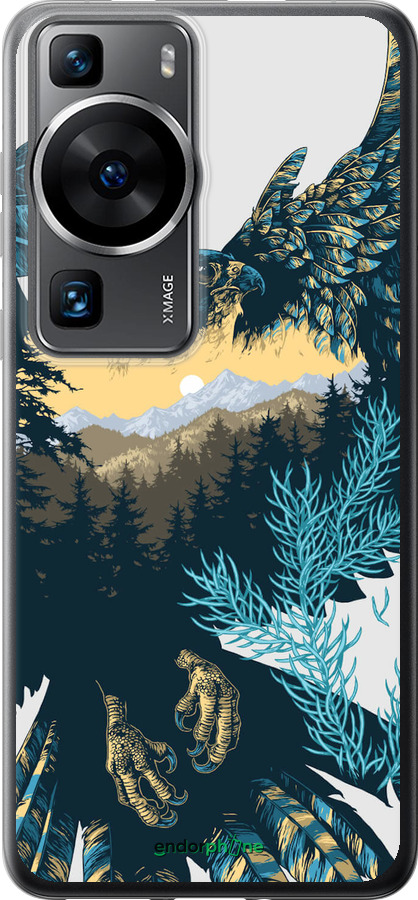Силиконовый чехол Арт-орел на фоне природы для Huawei P60 - 3983u-3024 изображение 