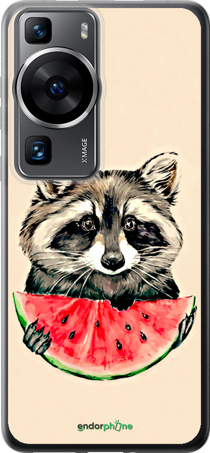 Силиконовый чехол Енотик с арбузом для Huawei P60 - 4605u-3024 изображение 