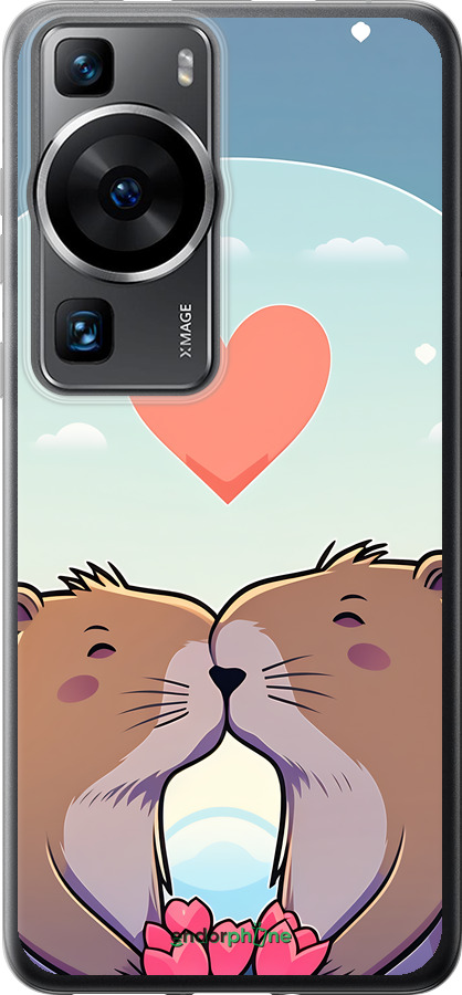 Силіконовий чехол Капібара кохання для Huawei P60 - 6027u-3024 изображение 