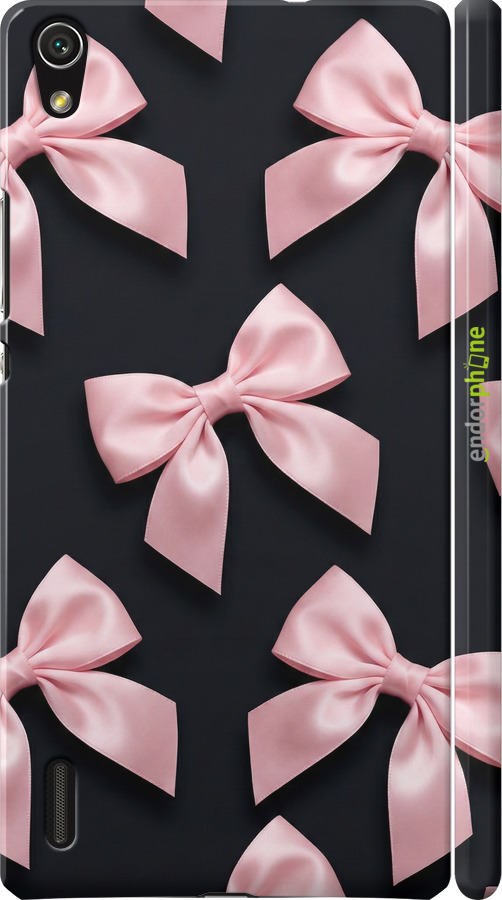 3D пластиковый глянцевый чехол Coquette Ribbons Dark Coquette для Huawei Ascend P7 - 6767c-49 изображение 