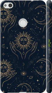 3D пластиковый матовый чехол Celestial Harmony: Sun & Moon Gold Mystic Pattern для Huawei P8 Lite (2017) - 6778m-777 изображение 