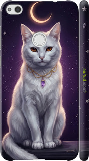 3D пластиковий матовий чехол Mystic White Cat Gothic Dark Purple Gold для Huawei P8 Lite (2017) - 6805m-777 изображение 