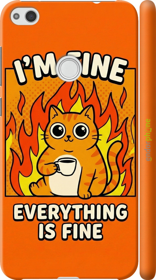 3D пластиковый матовый чехол Funny Cat для Huawei P8 Lite (2017) - 6786m-777 изображение 