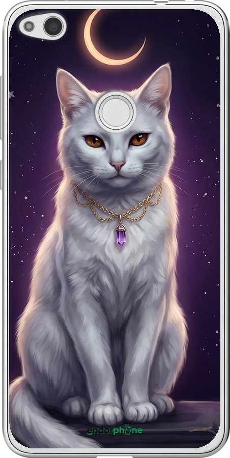 2D пластиковый чехол Mystic White Cat Gothic Dark Purple Gold для Huawei P8 Lite (2017) - 6805t-777 изображение 