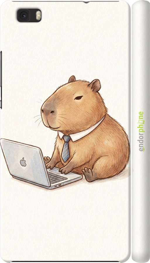 3D пластиковый матовый чехол Funny Capybara CEO Working для Huawei Ascend P8 Lite - 6777m-126 изображение 