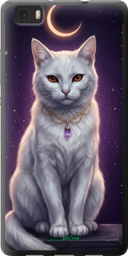 Силіконовий чехол Mystic White Cat Gothic Dark Purple Gold для Huawei Ascend P8 Lite - 6805u-126 изображение 