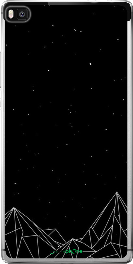 Силиконовый чехол Черно белые абстрактные горы для Huawei Ascend P8 - 6437u-123 изображение 