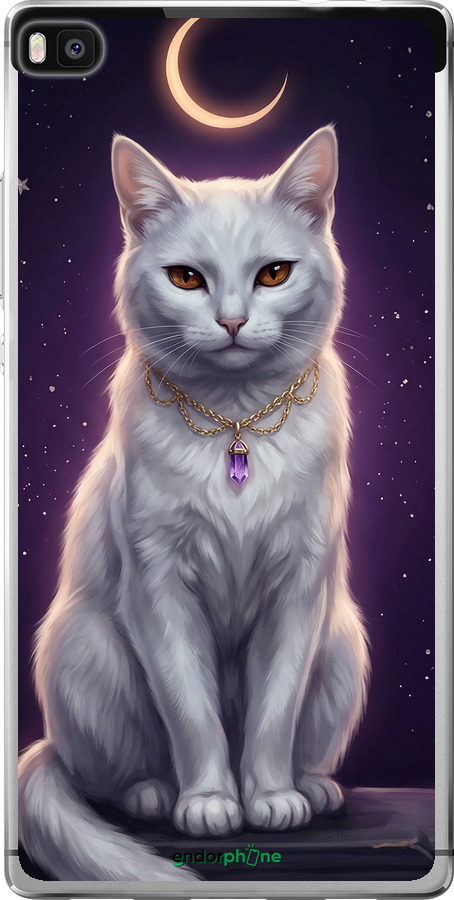 Силіконовий чехол Mystic White Cat Gothic Dark Purple Gold для Huawei Ascend P8 - 6805u-123 изображение 