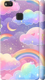 3D пластиковый глянцевый чехол Облака и радуга для Huawei P9 Lite - 6312c-298 изображение 