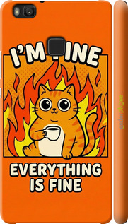 3D пластиковый глянцевый чехол Funny Cat для Huawei P9 Lite - 6786c-298 изображение 