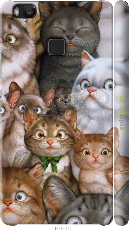 

3D пластиковий матовий чохол "Коти" для Huawei P9 Lite