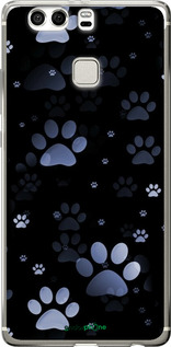 Силиконовый чехол С синими отпечатками лап для Huawei P9 Plus - 6441u-300 изображение 