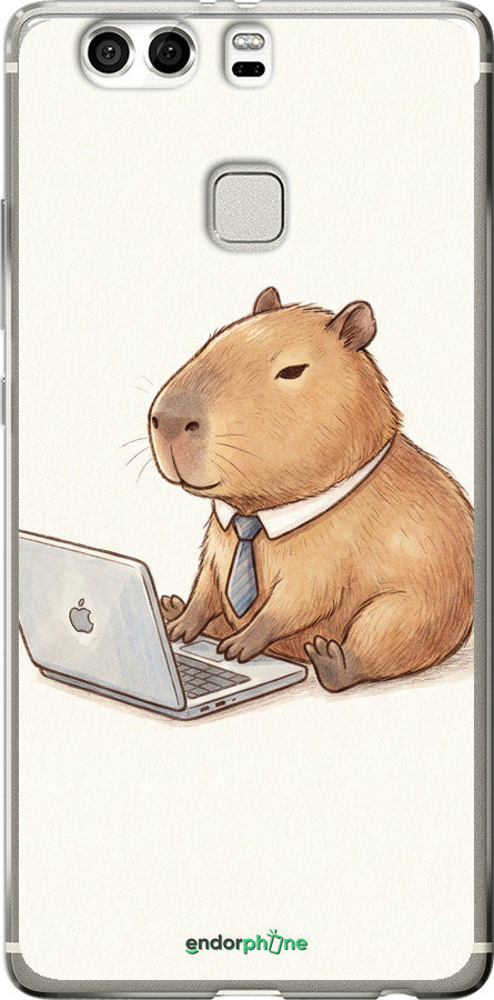 Силиконовый чехол Funny Capybara CEO Working для Huawei P9 Plus - 6777u-300 изображение 
