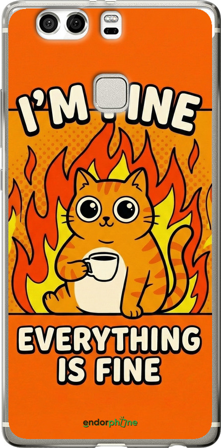 Силиконовый чехол Funny Cat для Huawei P9 Plus - 6786u-300 изображение 