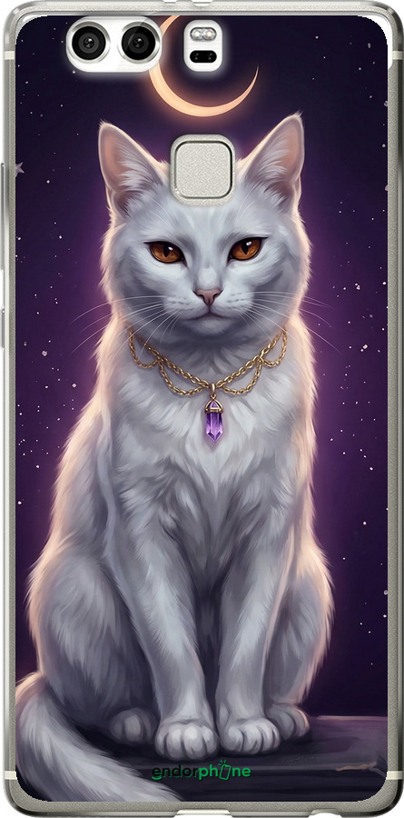 Силіконовий чехол Mystic White Cat Gothic Dark Purple Gold для Huawei P9 Plus - 6805u-300 изображение 