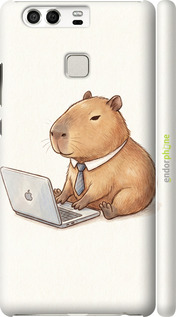 3D пластиковый глянцевый чехол Funny Capybara CEO Working для Huawei P9 - 6777c-347 изображение 