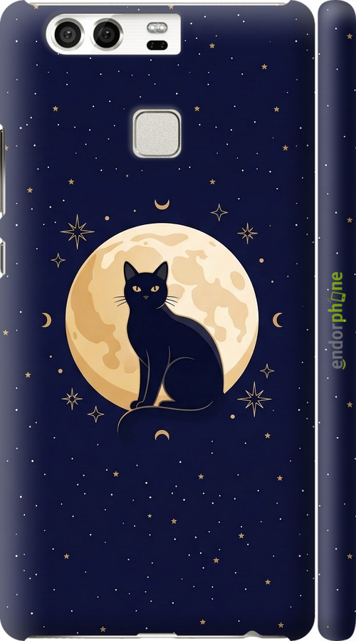 3D пластиковый глянцевый чехол Cute Cat Celestial/Witchy для Huawei P9 - 6787c-347 изображение 