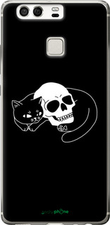Силіконовий чехол Із зображенням кота та черепа для Huawei P9 - 6491u-347 изображение 