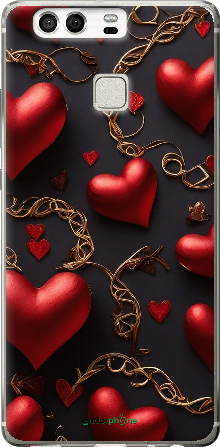Силіконовий чехол Сердечки для Huawei P9 - 5831u-347 изображение 