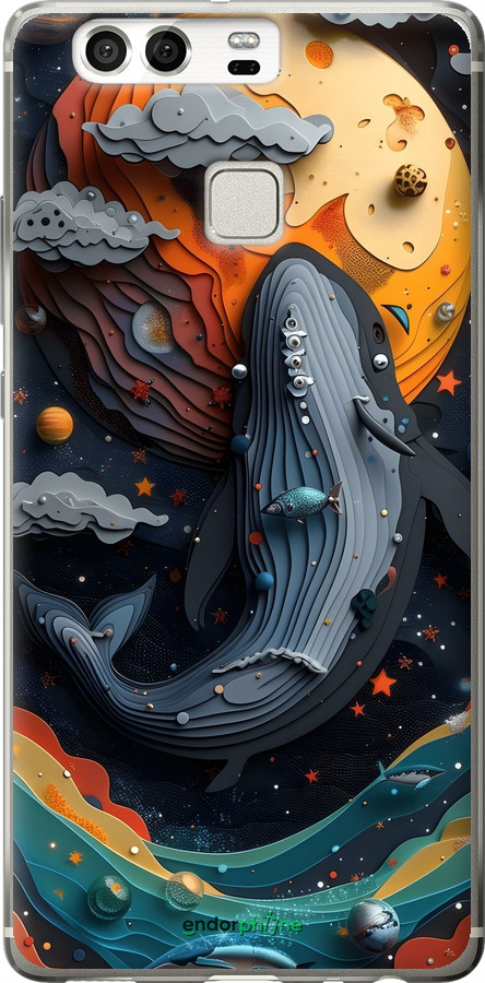 Силиконовый чехол Кит в космосе для Huawei P9 - 6328u-347 изображение 