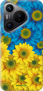 Силіконовий чехол Жовто-блакитні квіти  для Huawei Pura 70 PRO - 1048u-3700 изображение 