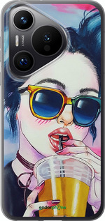 Силиконовый чехол Арт-девушка в очках для Huawei Pura 70 PRO - 3994u-3700 изображение 
