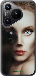 Силиконовый чехол Взгляд женщины и кошки для Huawei Pura 70 PRO - 4041u-3700 изображение 