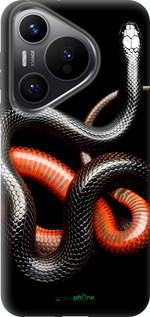 Силиконовый чехол Красно-черная змея на черном фоне для Huawei Pura 70 PRO - 4063u-3700 изображение 